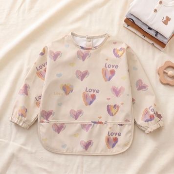Детский фартук &ldquo;Сердечки Love&rdquo; бежевый 👶 🍽️ 💖 (5044-56) 5044-56 фото